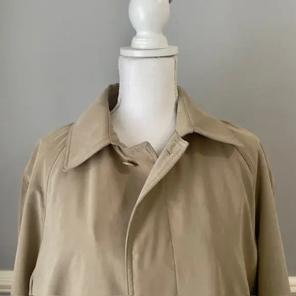 Cianni Cellini Beige Belted Trench Coat Men 38 Short Classic Tailored Outerwear - Picture 8 of 16